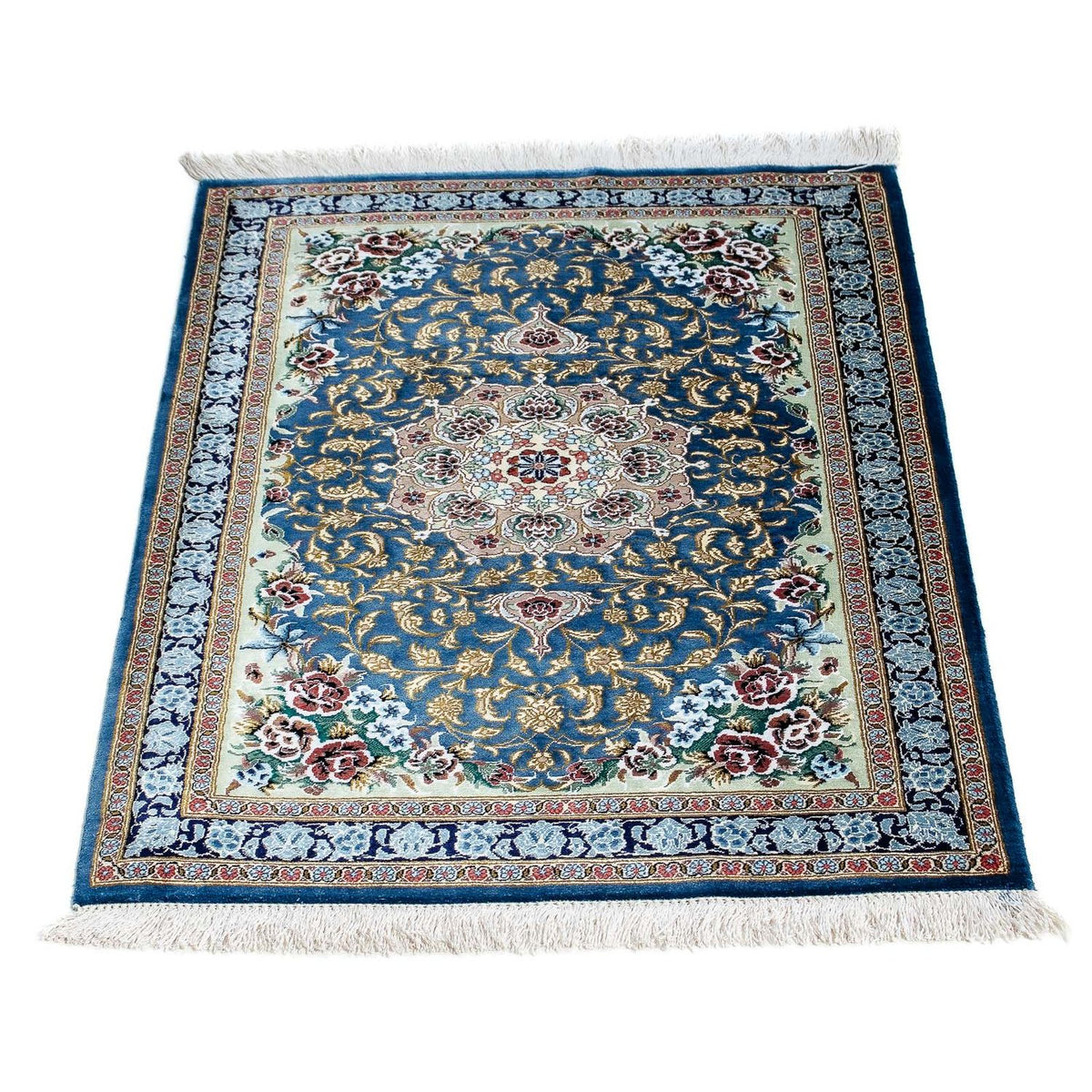 Alfombra persa - Ghom - 85 x 59 cm - azul