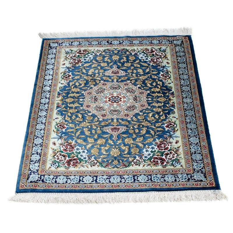 Alfombra persa - Ghom - 85 x 59 cm - azul