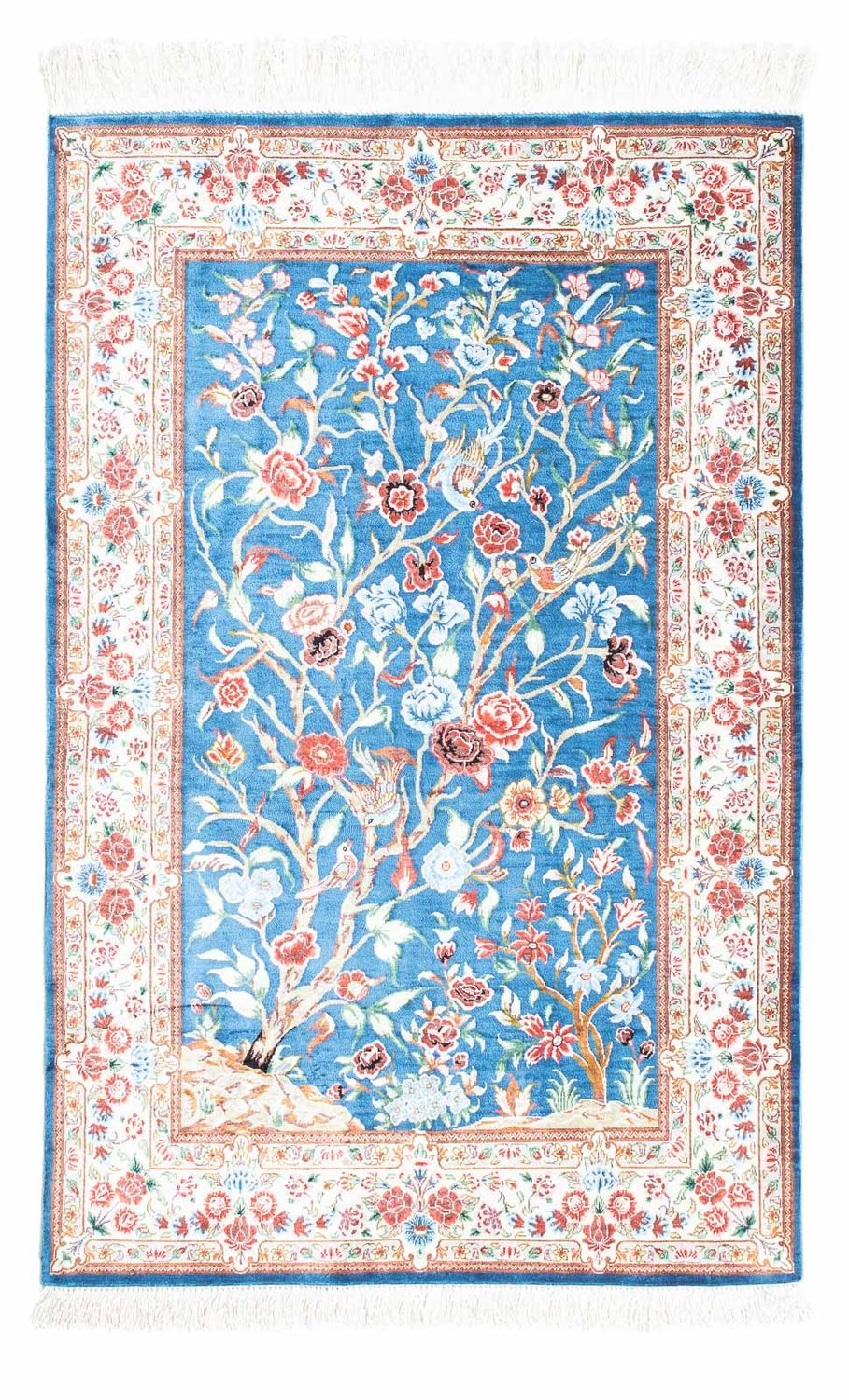 Alfombra persa - Ghom - 118 x 75 cm - azul claro