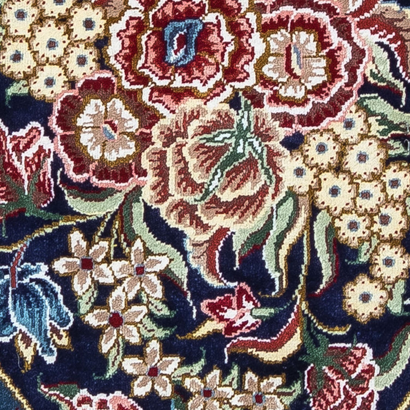 Alfombra de seda - Ghom Seda - Prima - 40 x 28 cm - azul oscuro