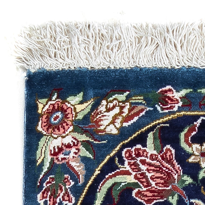 Alfombra de seda - Ghom Seda - Prima - 40 x 28 cm - azul oscuro