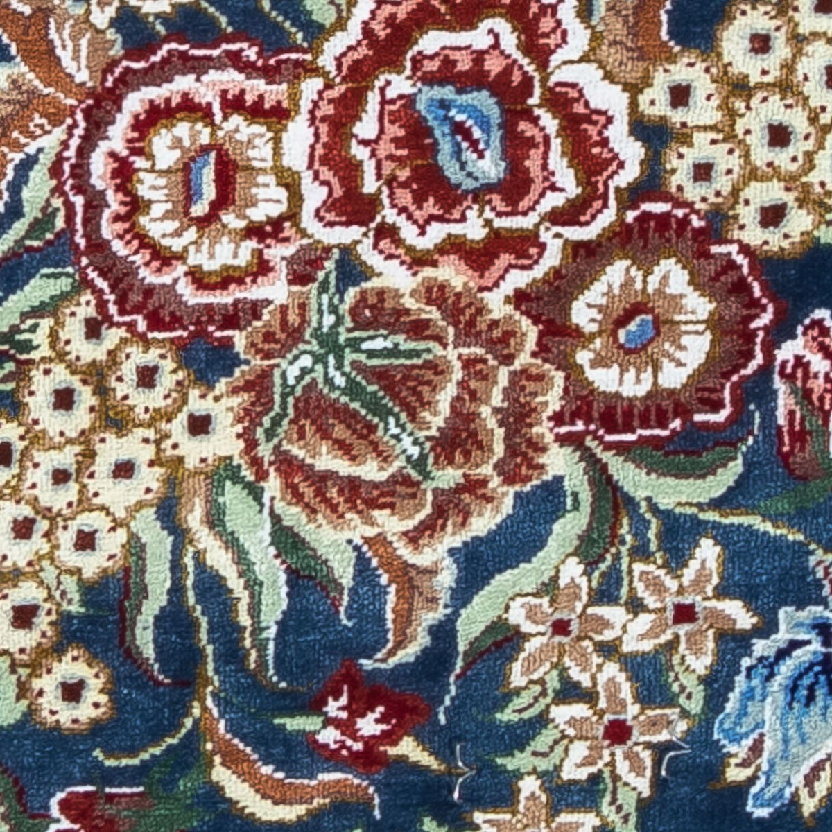 Alfombra de seda - Ghom Seda - Prima - 40 x 28 cm - azul oscuro