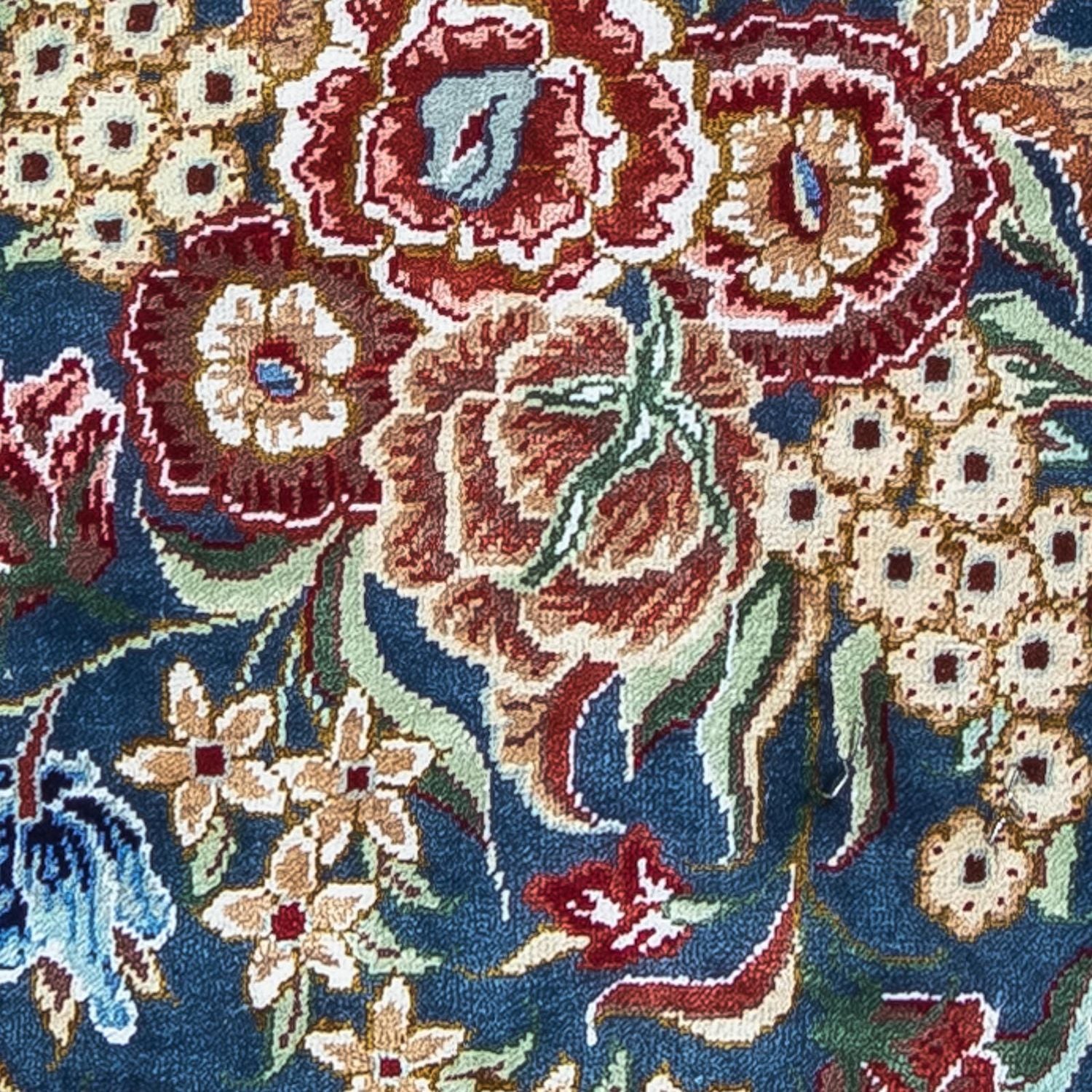 Alfombra de seda - Ghom Seda - Prima - 40 x 28 cm - azul oscuro