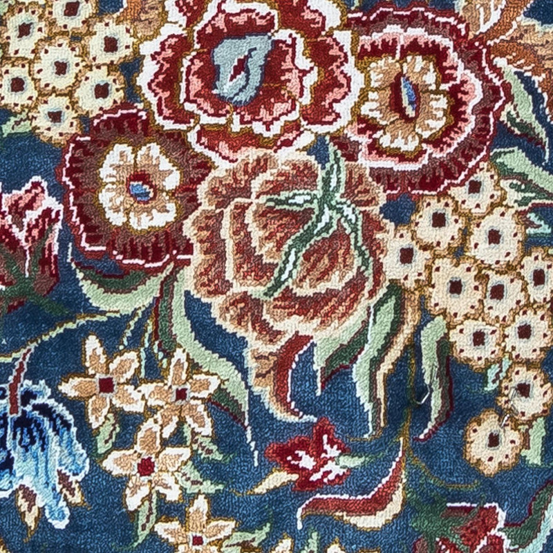 Alfombra de seda - Ghom Seda - Prima - 40 x 28 cm - azul oscuro