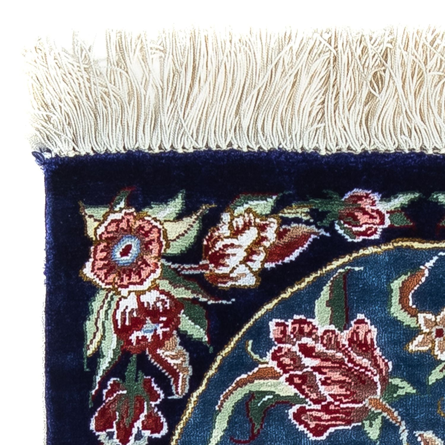 Alfombra de seda - Ghom Seda - Prima - 40 x 28 cm - azul oscuro