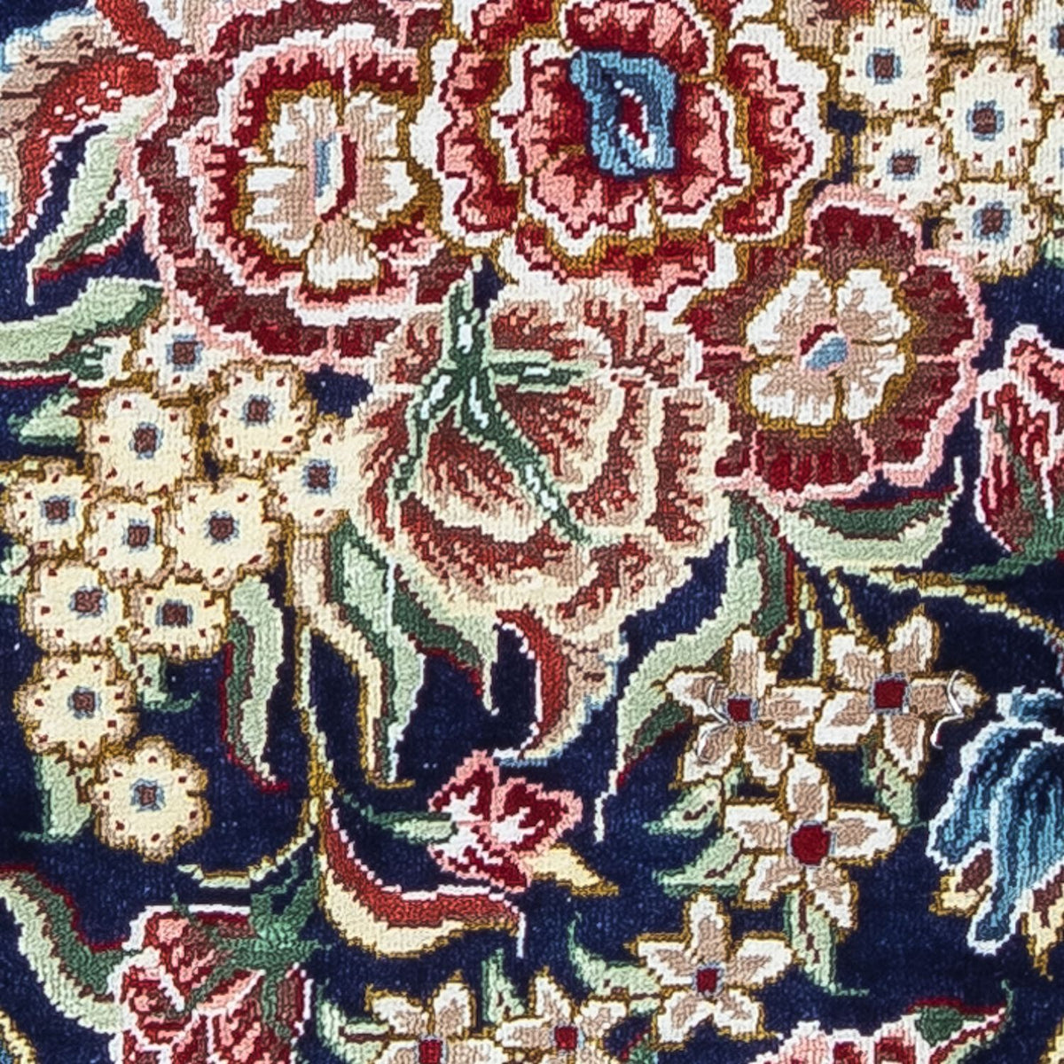 Alfombra de seda - Ghom Seda - Prima - 40 x 28 cm - azul oscuro