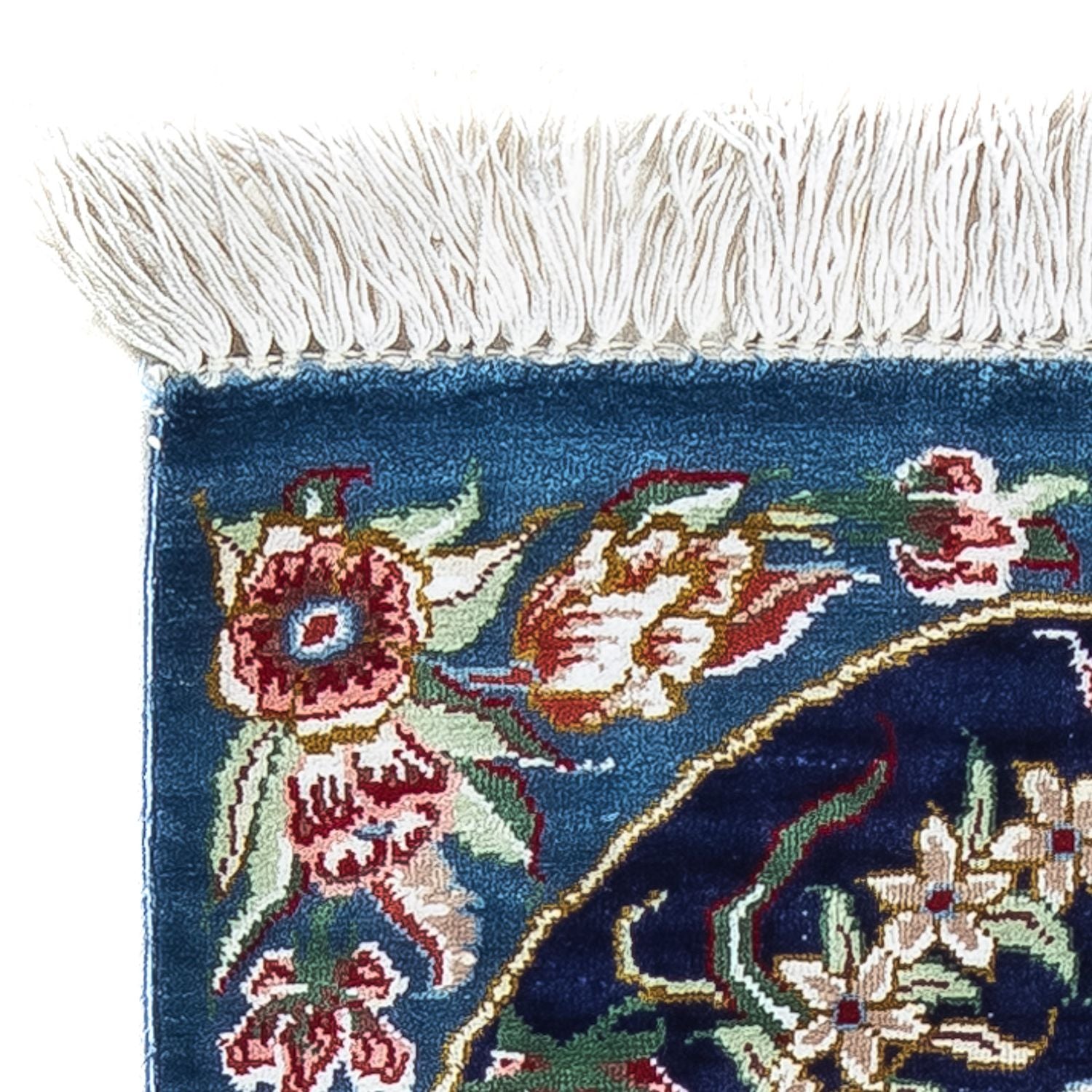 Alfombra de seda - Ghom Seda - Prima - 40 x 28 cm - azul oscuro