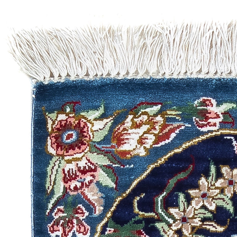 Alfombra de seda - Ghom Seda - Prima - 40 x 28 cm - azul oscuro