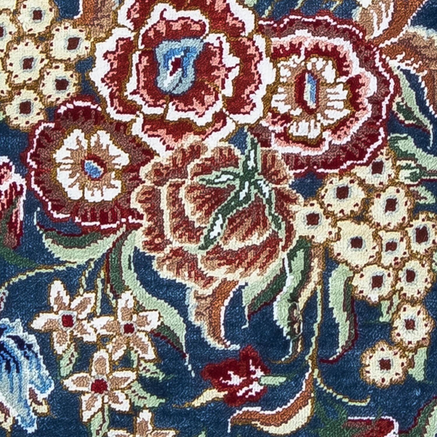 Alfombra de seda - Ghom Seda - Prima - 40 x 28 cm - azul oscuro