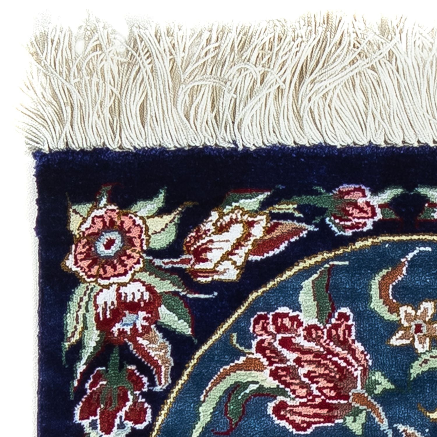 Alfombra de seda - Ghom Seda - Prima - 40 x 28 cm - azul oscuro