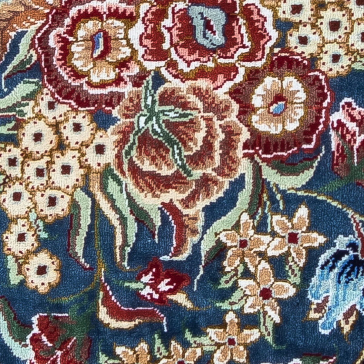Alfombra de seda - Ghom Seda - Prima - 40 x 28 cm - azul oscuro