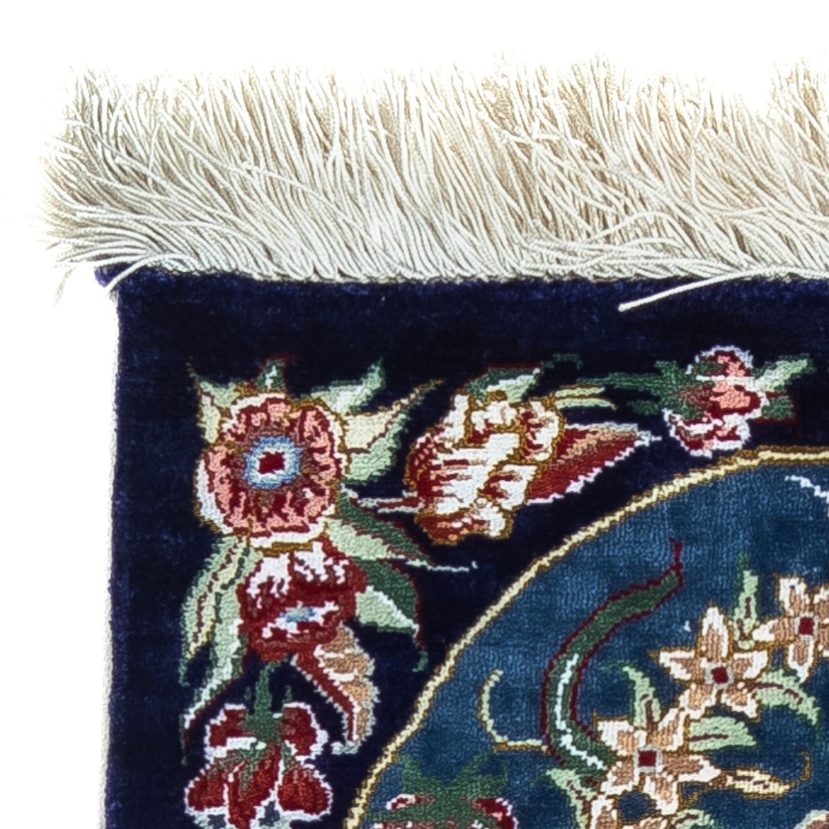 Alfombra de seda - Ghom Seda - Prima - 40 x 28 cm - azul oscuro