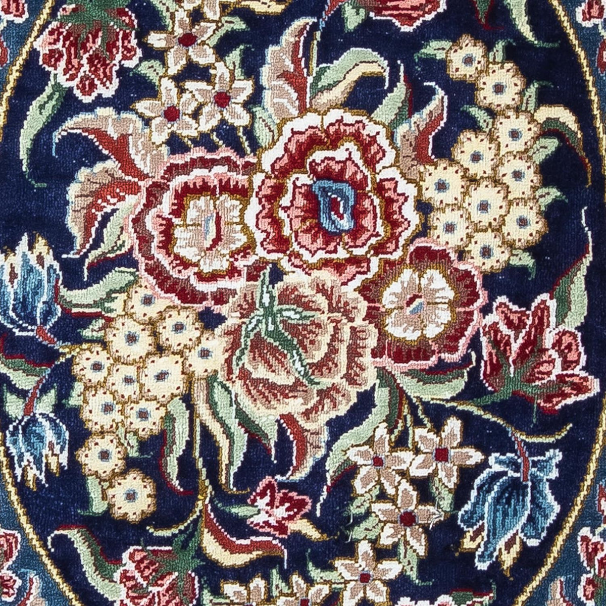 Alfombra de seda - Ghom Seda - Prima - 40 x 28 cm - azul oscuro