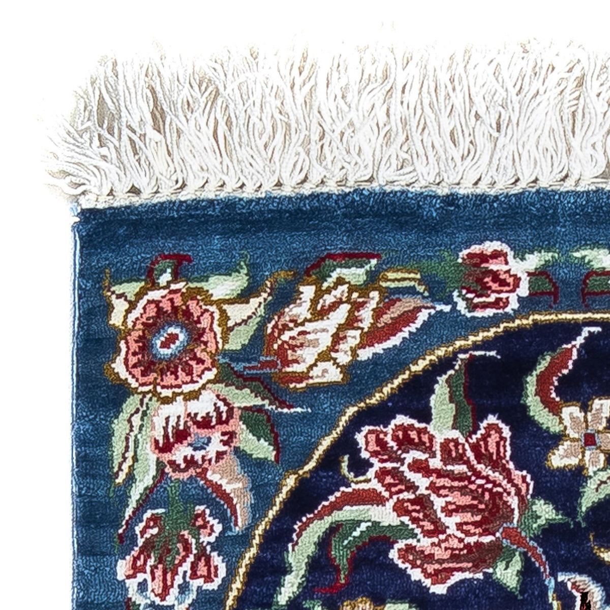 Alfombra de seda - Ghom Seda - Prima - 40 x 28 cm - azul oscuro