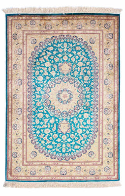 Alfombra persa - Ghom - 119 x 78 cm - turquesa