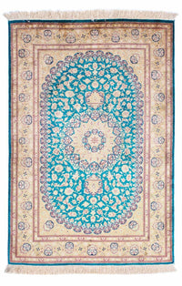 Alfombra persa - Ghom - 119 x 78 cm - turquesa