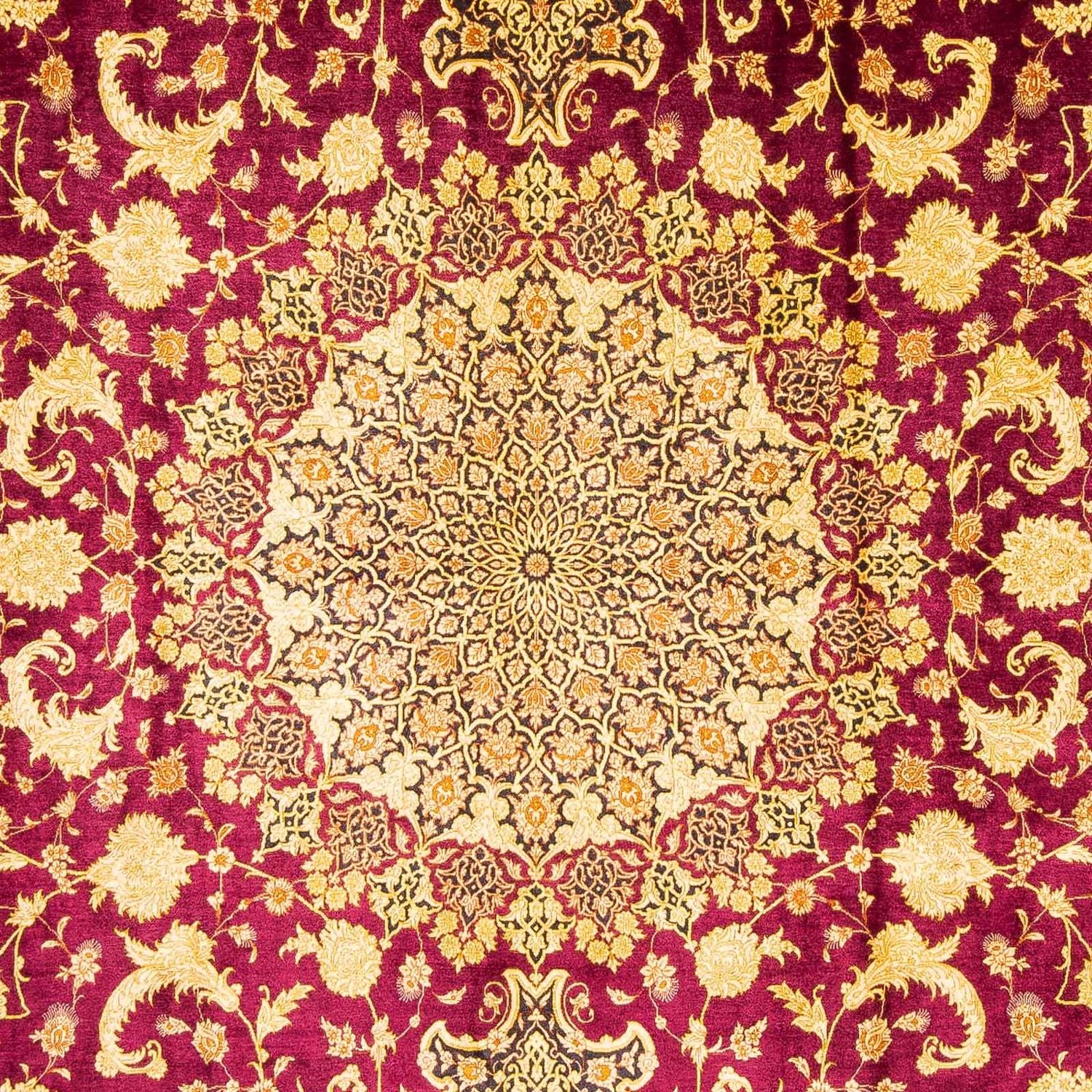 Alfombra persa - Ghom - 305 x 202 cm - rojo oscuro