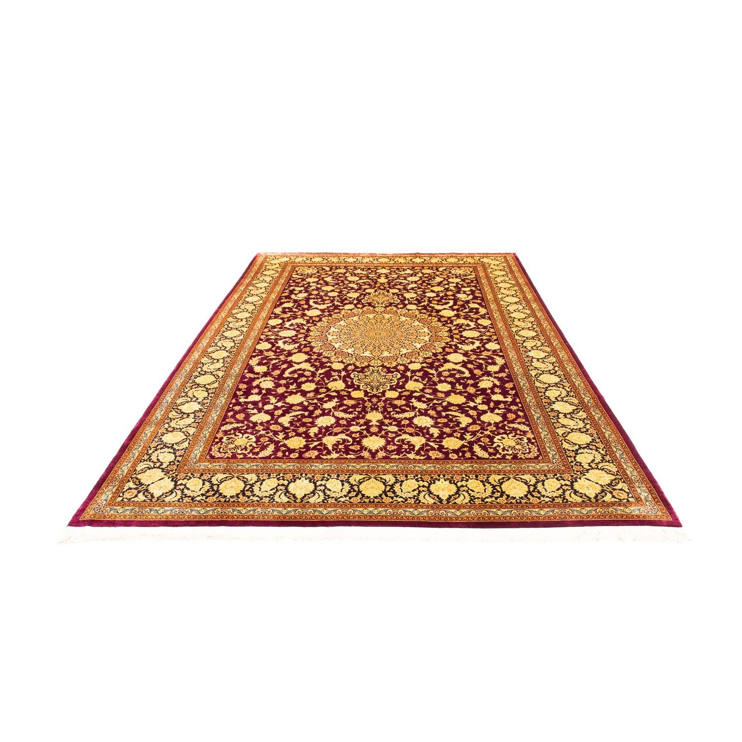 Alfombra persa - Ghom - 305 x 202 cm - rojo oscuro