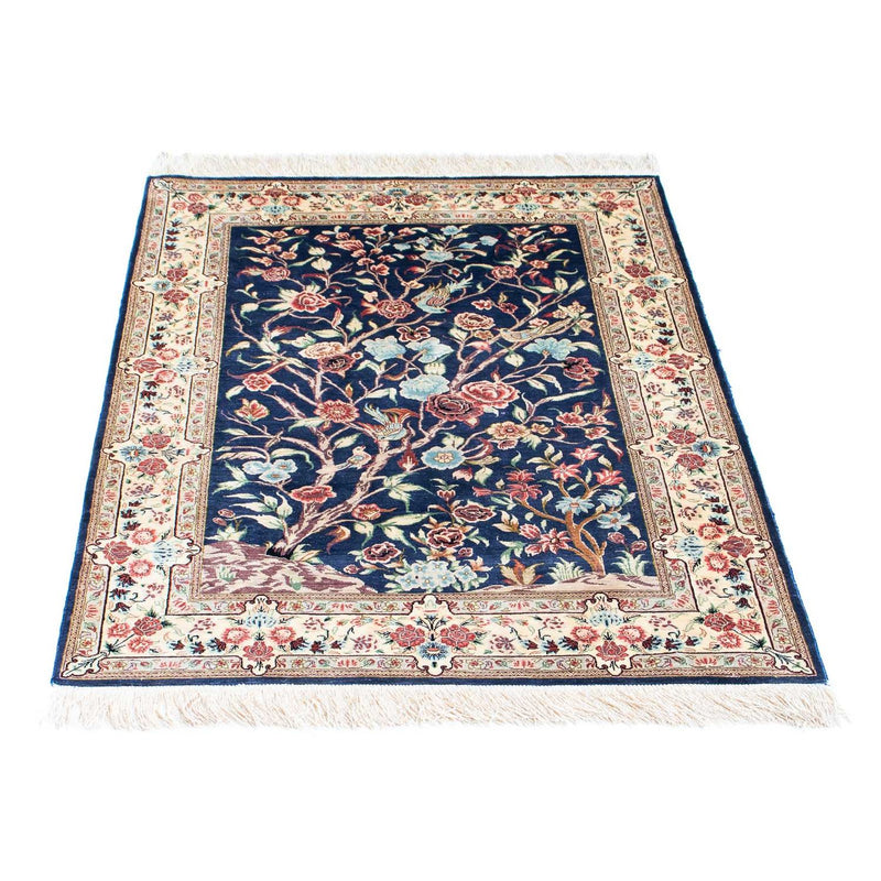 Alfombra persa - Ghom - 110 x 77 cm - azul oscuro