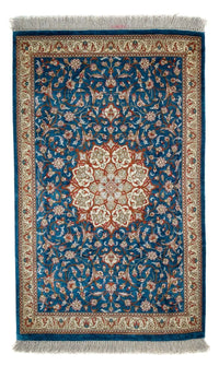 Alfombra persa - Ghom - 92 x 57 cm - azul oscuro