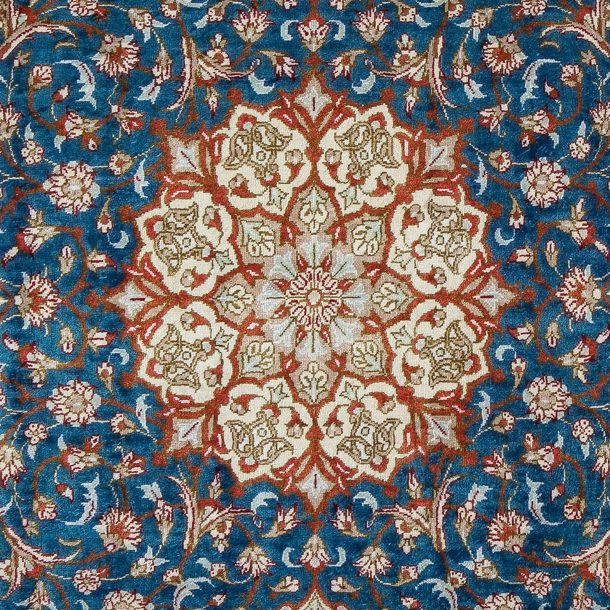 Alfombra persa - Ghom - 92 x 57 cm - azul oscuro