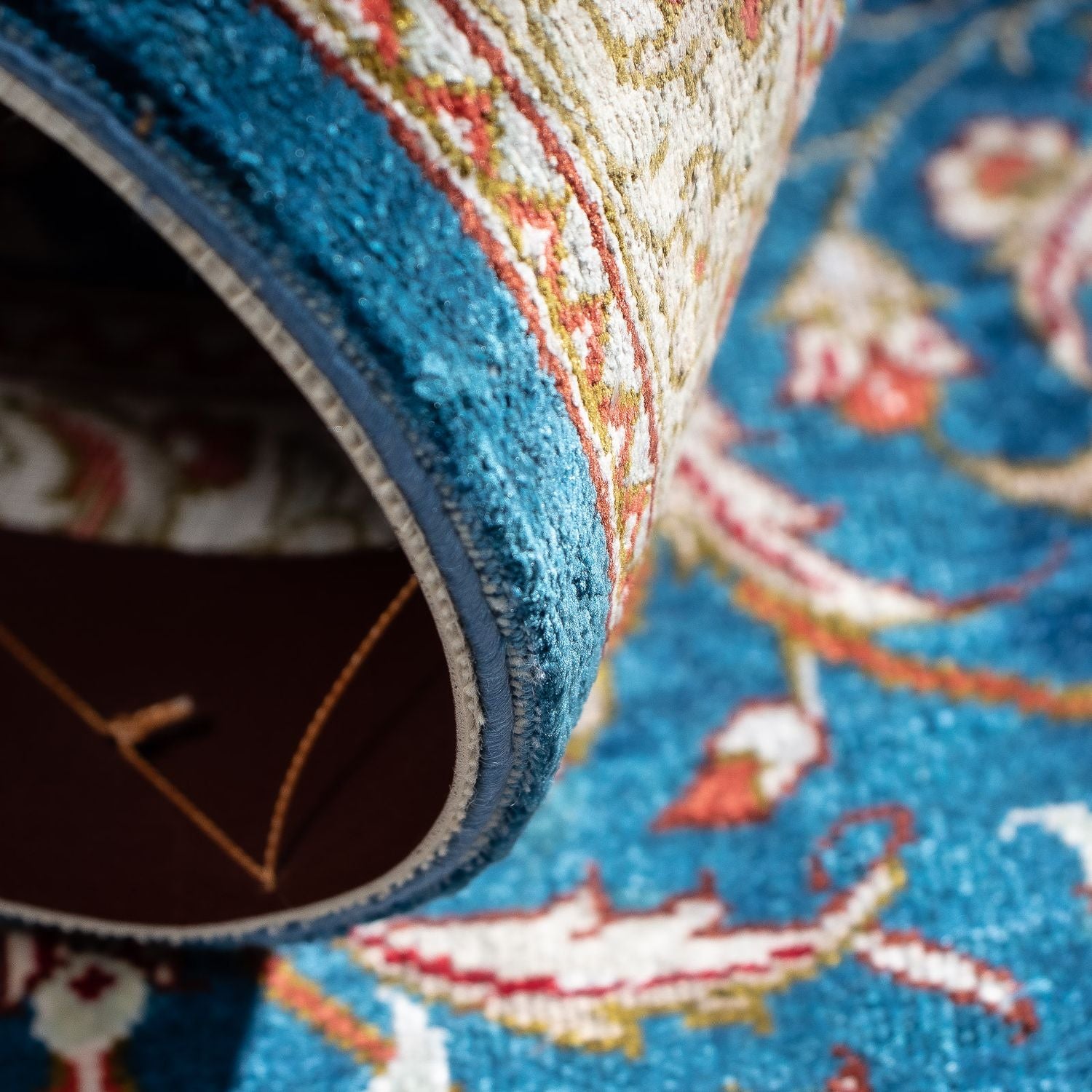Alfombra persa - Ghom - 92 x 57 cm - azul oscuro