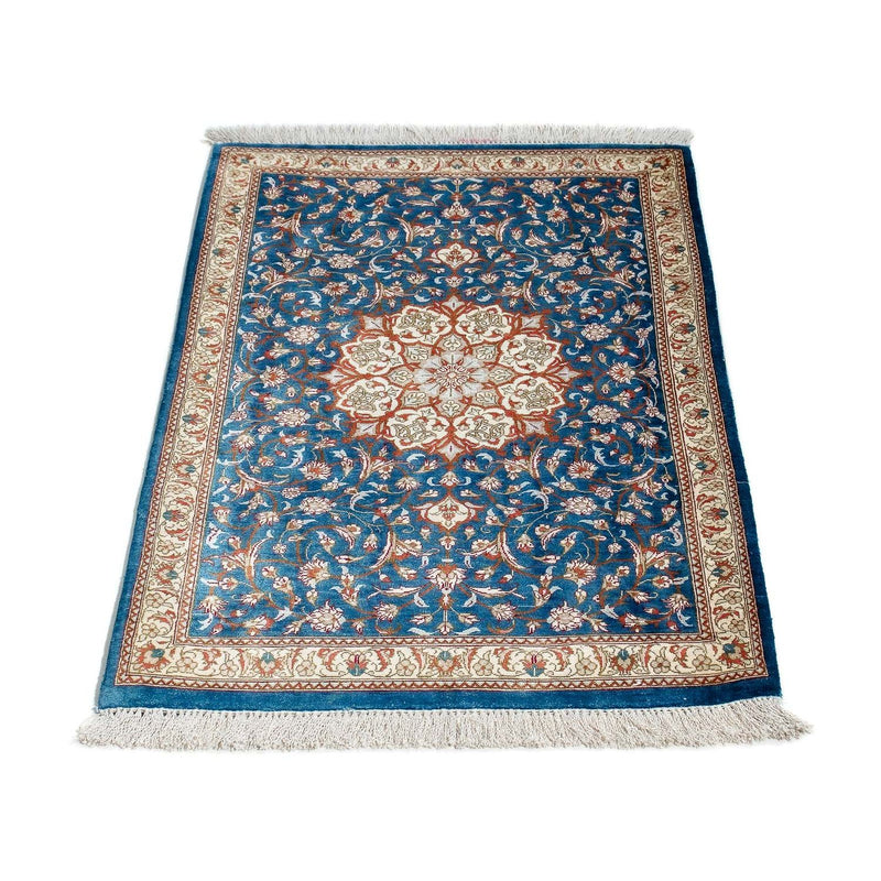 Alfombra persa - Ghom - 92 x 57 cm - azul oscuro