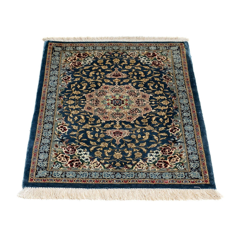 Alfombra persa - Ghom - 80 x 55 cm - azul oscuro