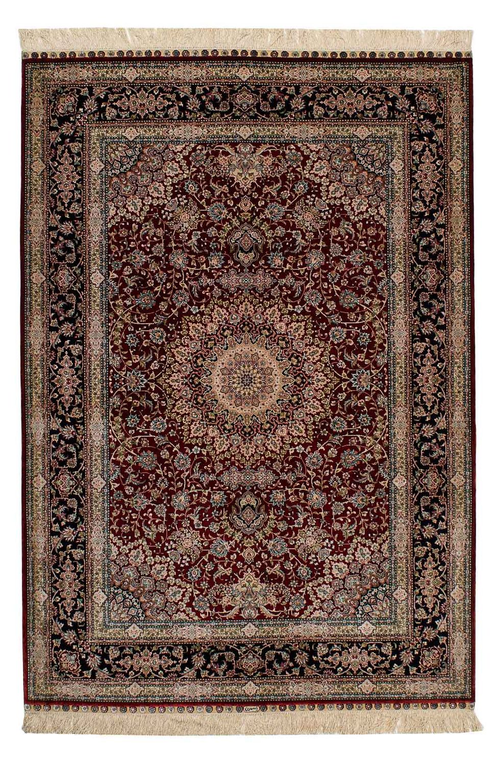 Alfombra de seda - Seda china - 183 x 122 cm - rojo oscuro