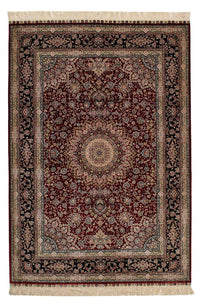 Alfombra de seda - Seda china - 183 x 122 cm - rojo oscuro
