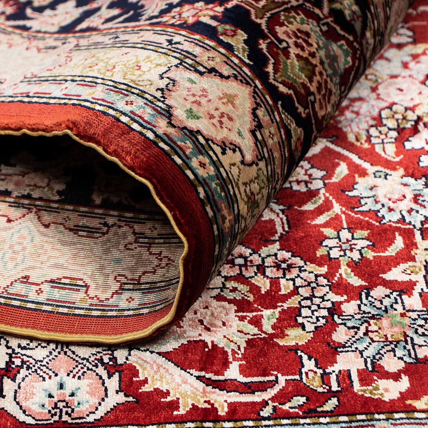 Alfombra de seda - Seda china - 183 x 122 cm - rojo oscuro