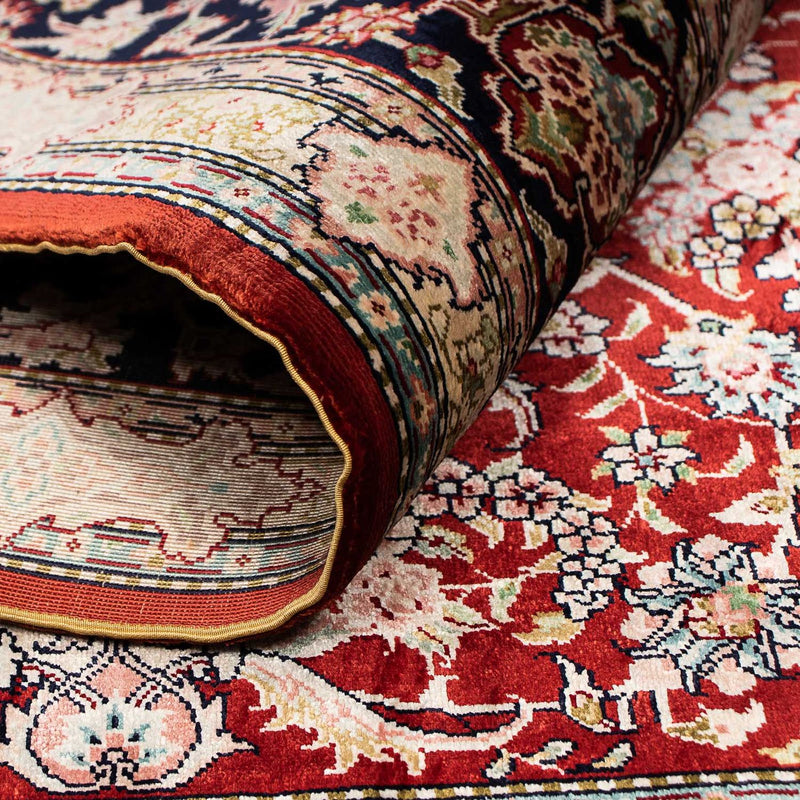Alfombra de seda - Seda china - 183 x 122 cm - rojo oscuro