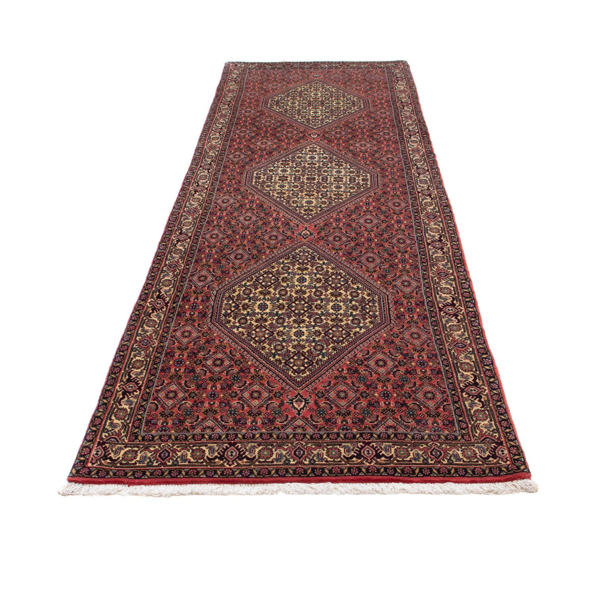 Alfombra de pasillo Alfombra persa - Bidjar - 298 x 88 cm - rojo oscuro