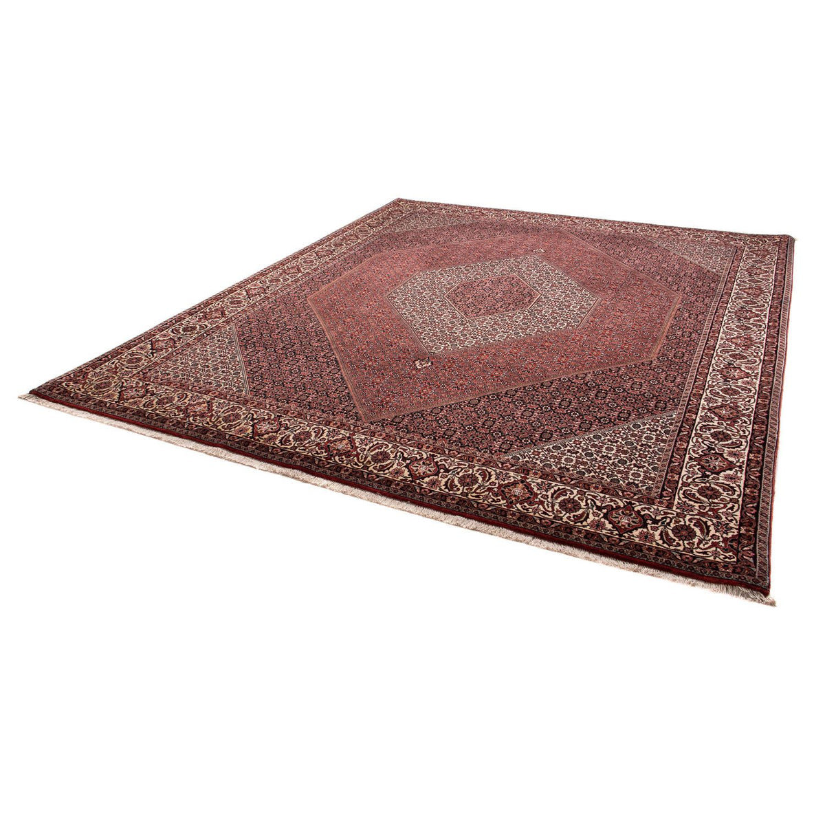 Alfombra persa - Bidjar - 309 x 256 cm - rojo oscuro