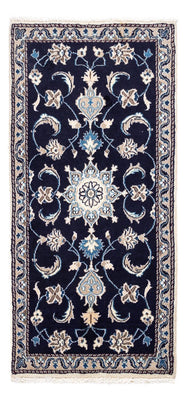Alfombra persa - Nain - 134 x 65 cm - azul oscuro