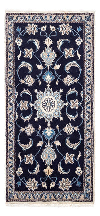 Alfombra persa - Nain - 134 x 65 cm - azul oscuro