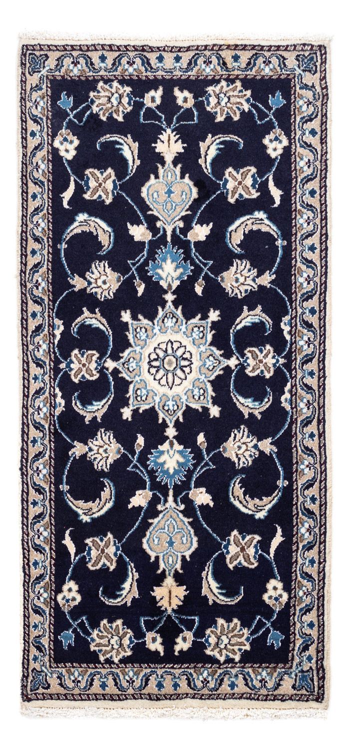 Alfombra persa - Nain - 134 x 65 cm - azul oscuro