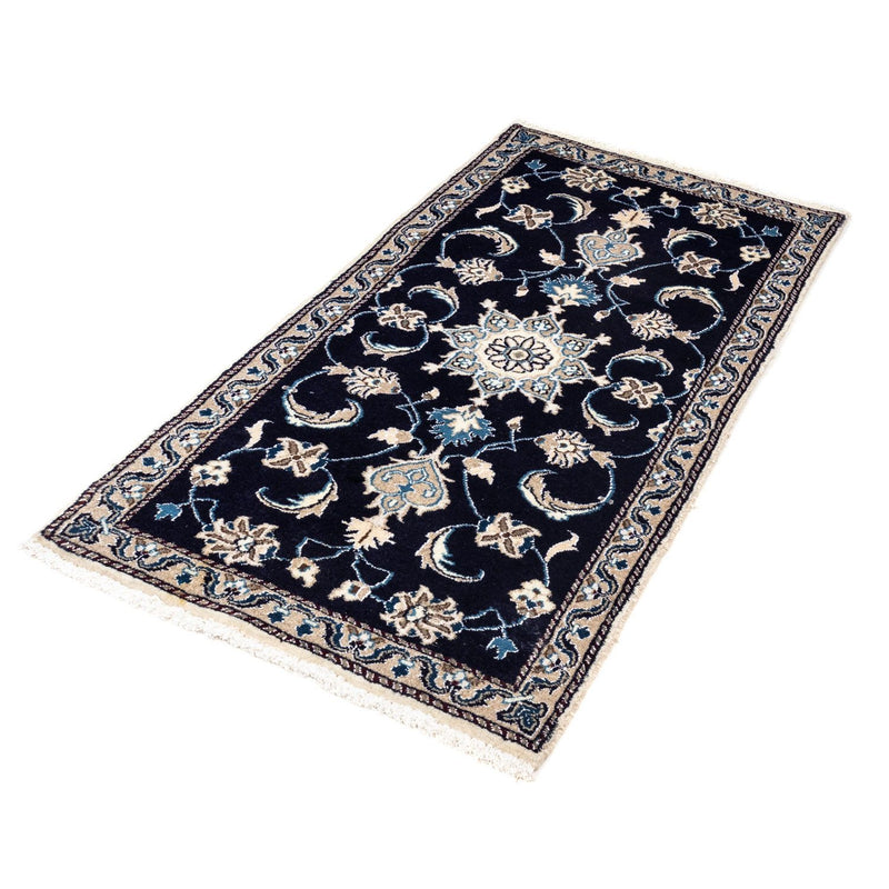 Alfombra persa - Nain - 134 x 65 cm - azul oscuro
