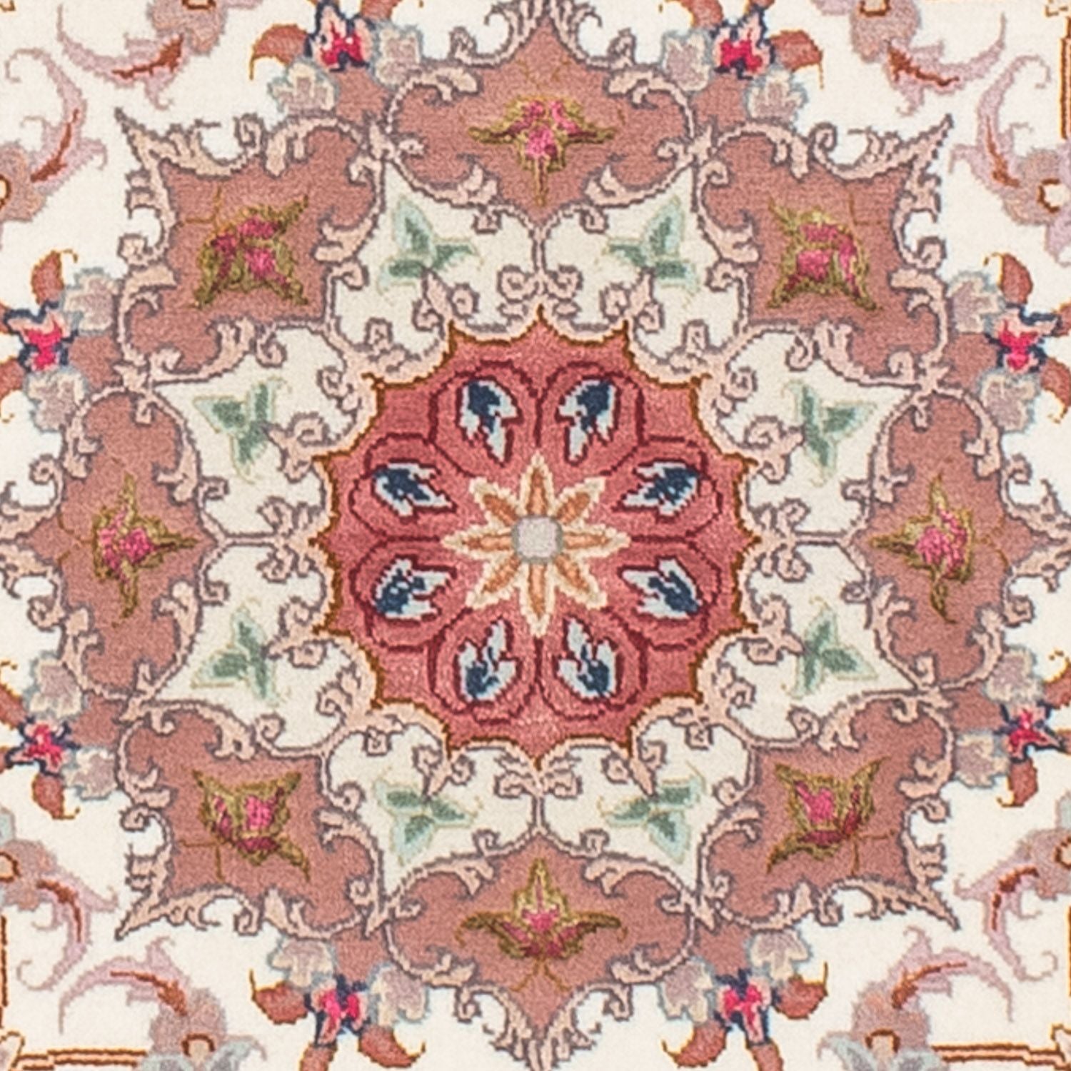 Alfombra Persa - Tabriz - Real redondo  - 105 x 105 cm - beige