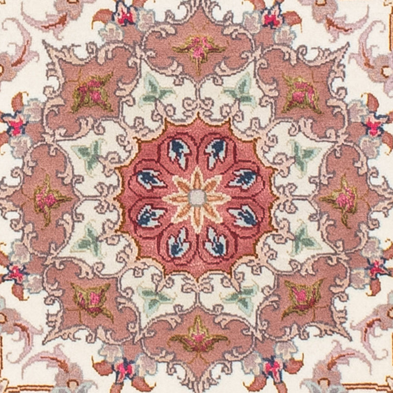 Alfombra Persa - Tabriz - Real redondo  - 105 x 105 cm - beige
