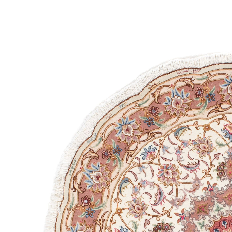 Alfombra Persa - Tabriz - Real redondo  - 105 x 105 cm - beige