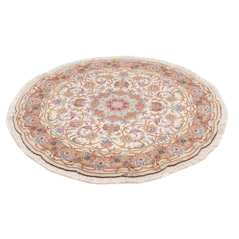 Alfombra Persa - Tabriz - Real redondo  - 105 x 105 cm - beige