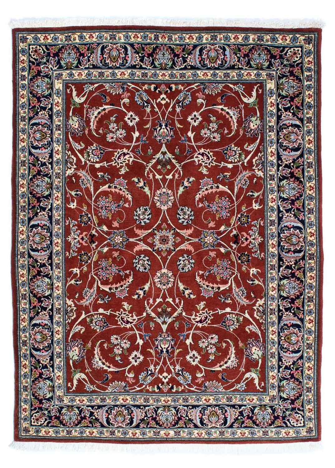 Alfombra persa - Ghom - 181 x 136 cm - rojo oscuro