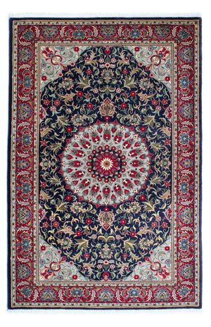 Alfombra persa - Ghom - 204 x 135 cm - azul oscuro