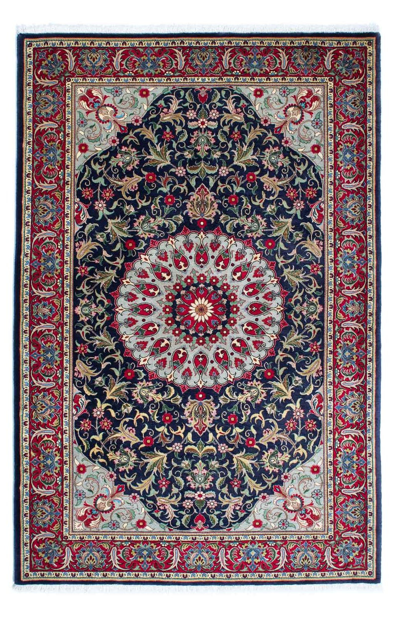 Alfombra persa - Ghom - 204 x 135 cm - azul oscuro