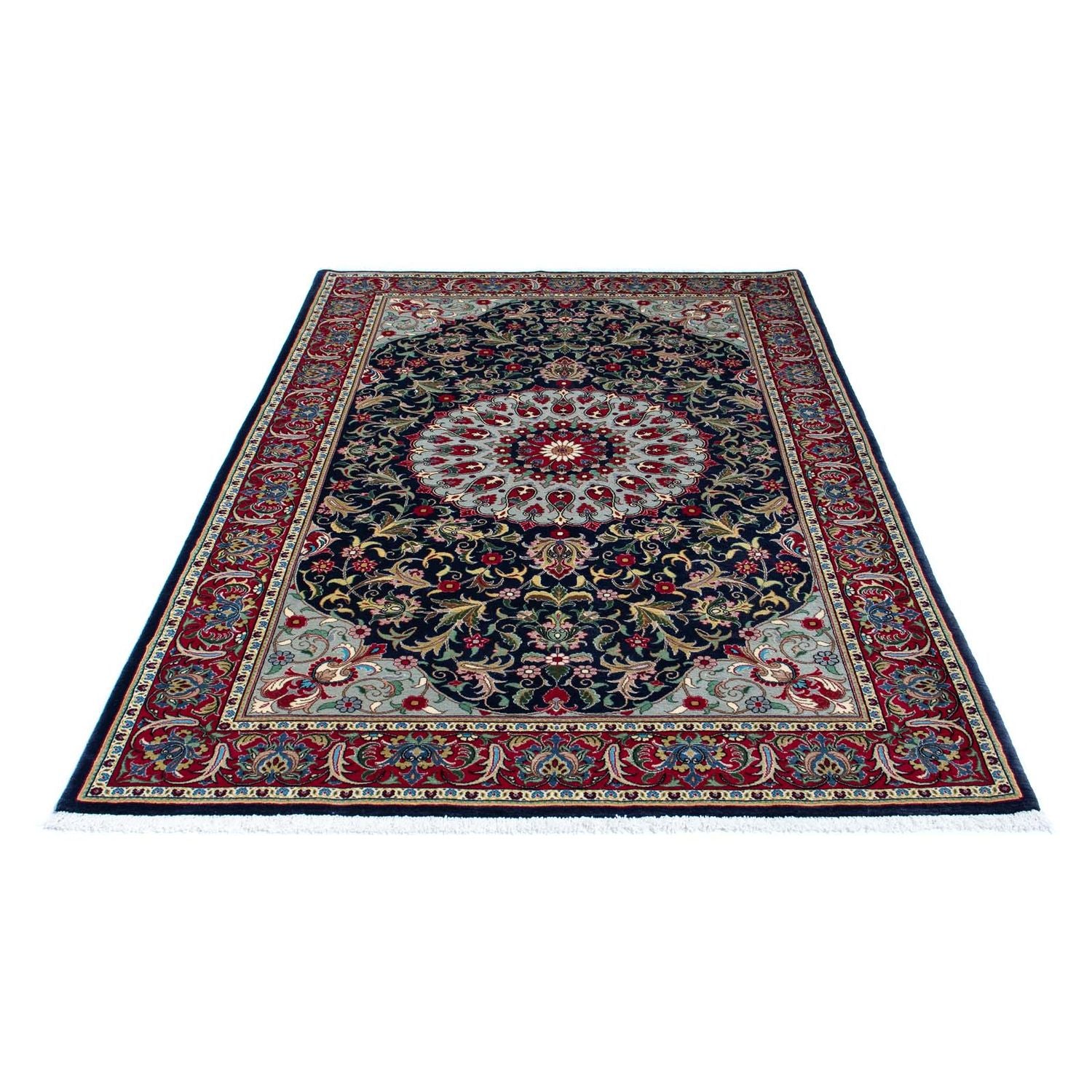 Alfombra persa - Ghom - 204 x 135 cm - azul oscuro