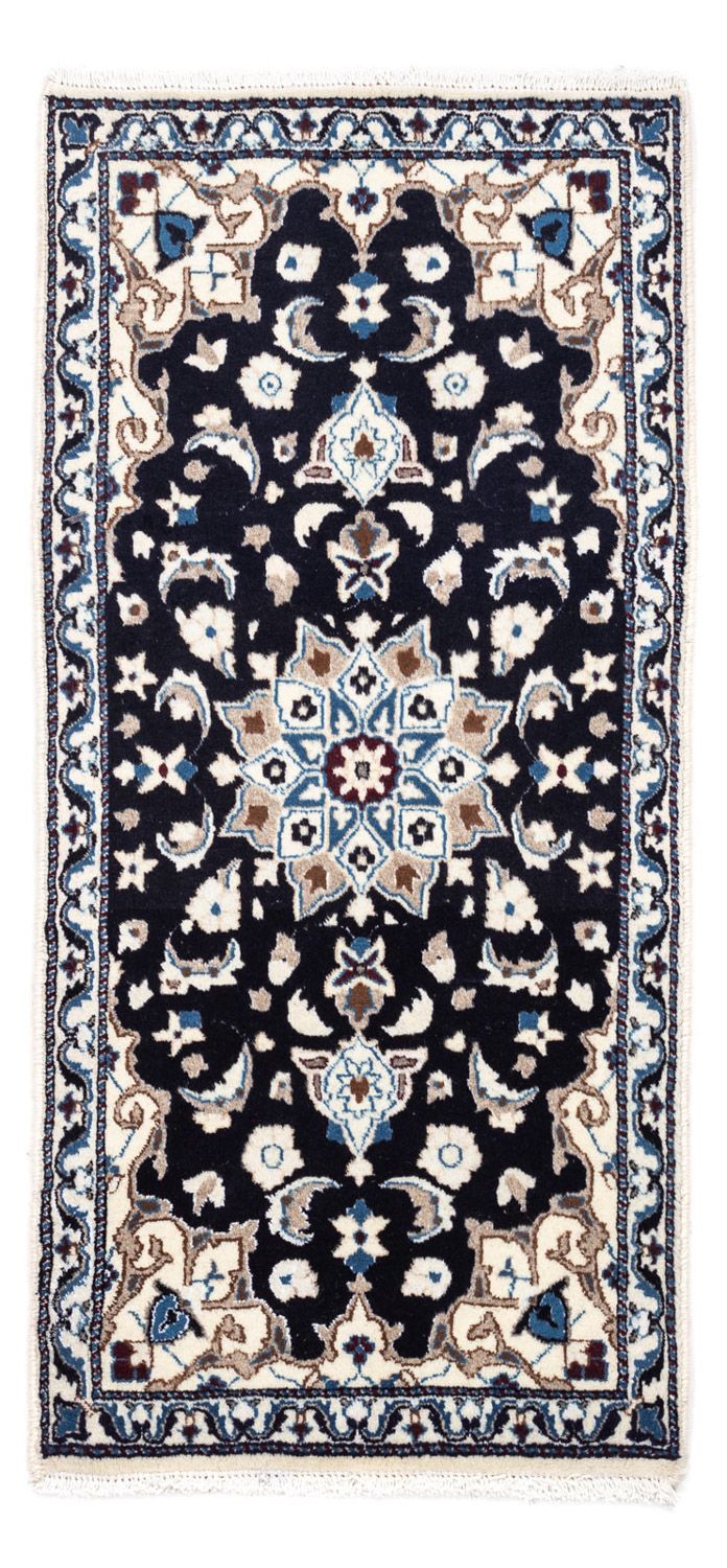 Alfombra persa - Nain - 134 x 69 cm - azul oscuro