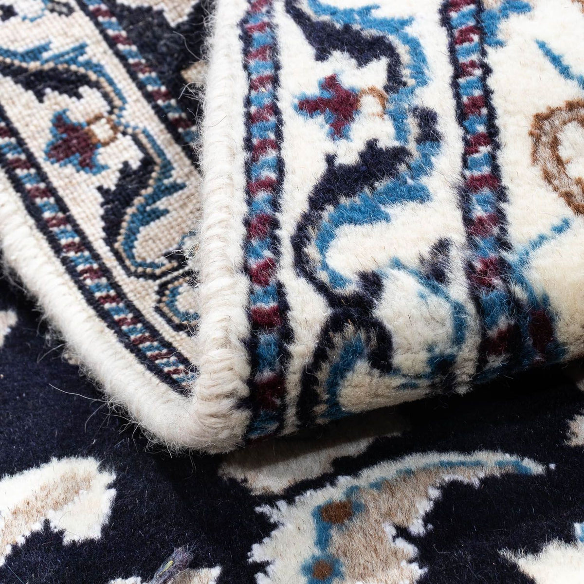 Alfombra persa - Nain - 134 x 69 cm - azul oscuro