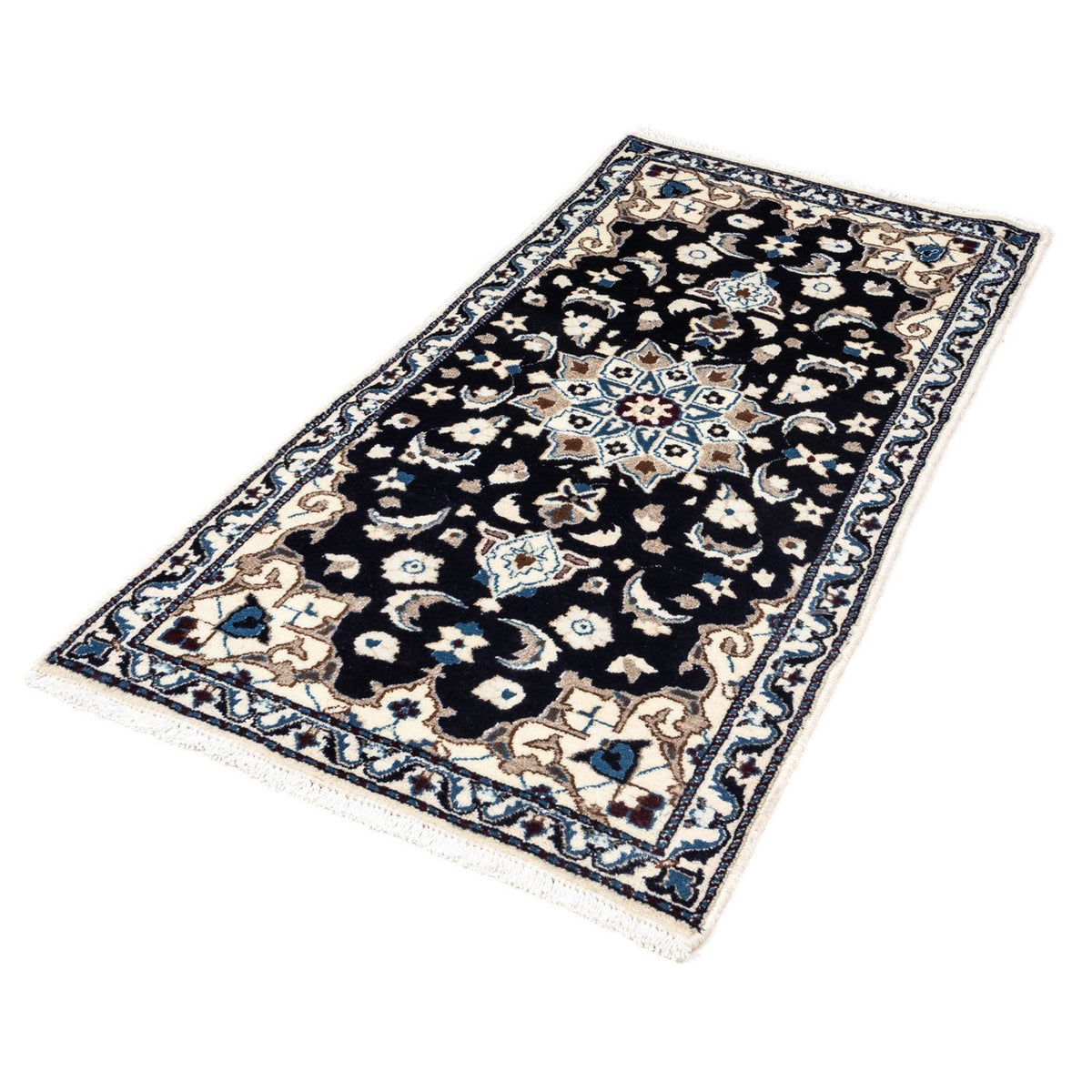 Alfombra persa - Nain - 134 x 69 cm - azul oscuro