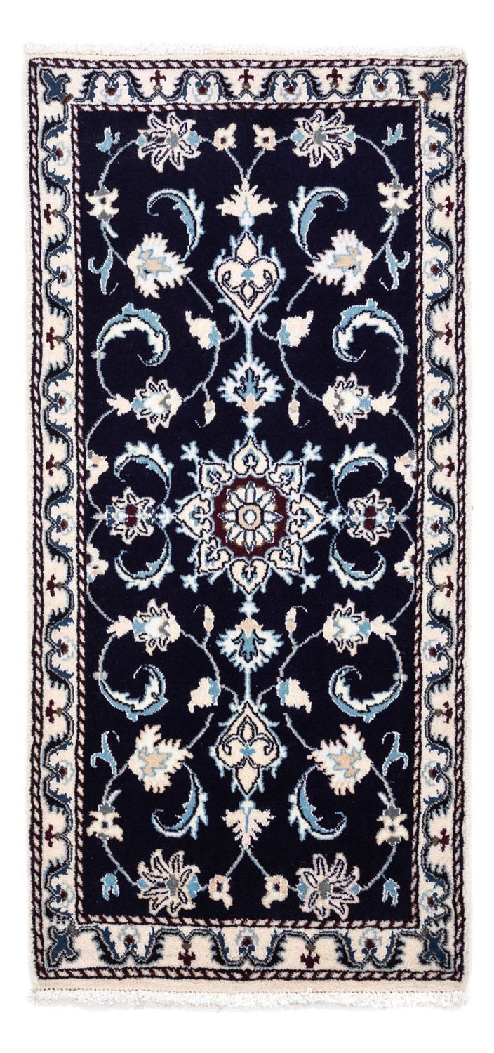 Alfombra persa - Nain - 135 x 66 cm - azul oscuro